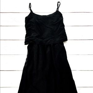 Madewell Black Silk/Polyester Lined Midi Dress S